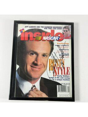 Autographed Rusty Wallace Inside NASCAR Nov./Dec. 1998 Magazine Framed